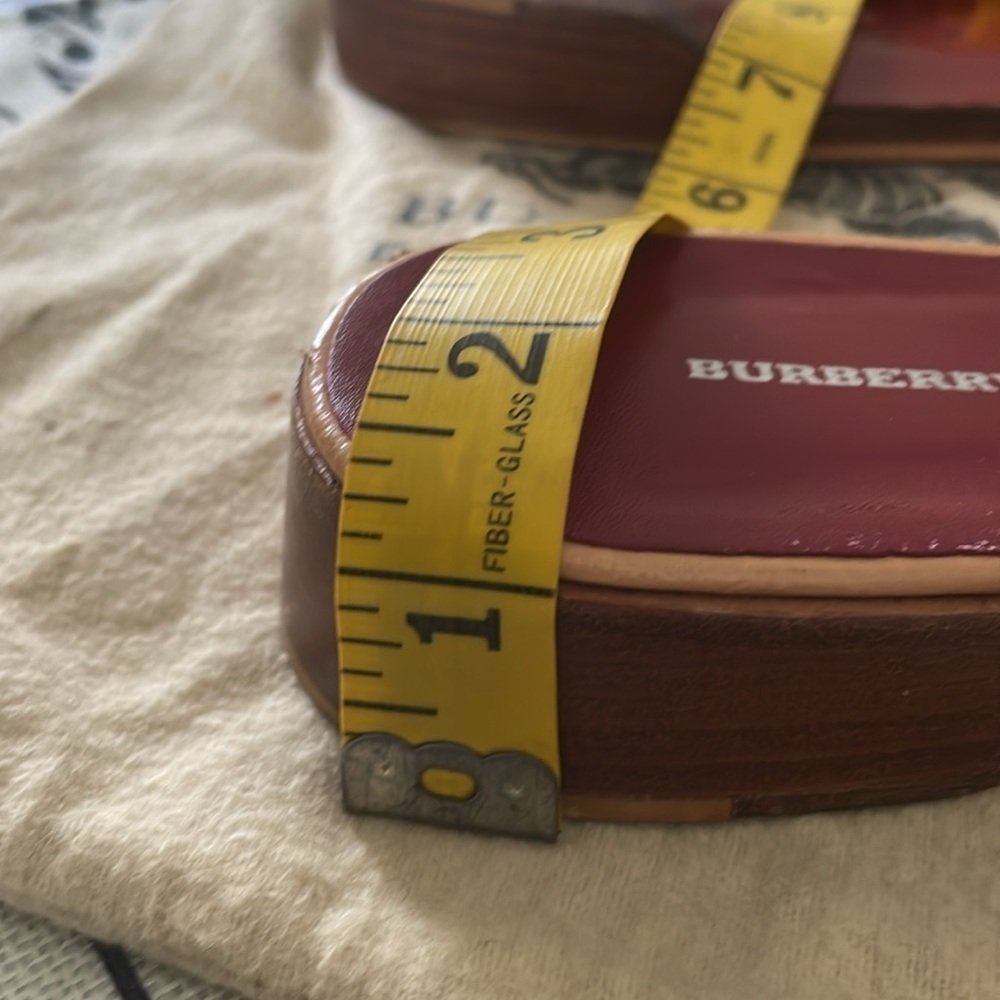 Burberry Tan Large Leather Silver Logo Faux Snap Strap Sandals - Picture 11 of 12